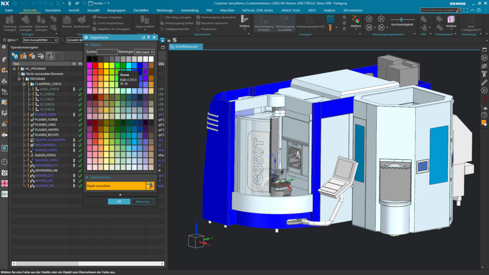 Siemens NX Quicktipp- Farbwahl