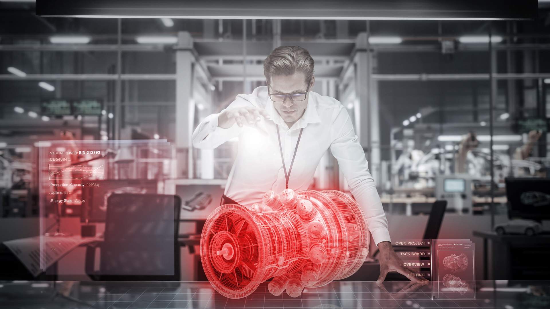 NX CAM - Mann mit digitalem Zwilling