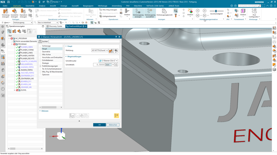 Siemens NX QuickTip-Hinterschnitt Haupt