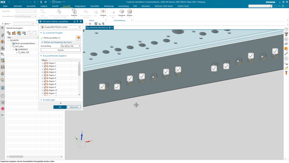 Siemens NX QuickTip - Flächen ausgewählt