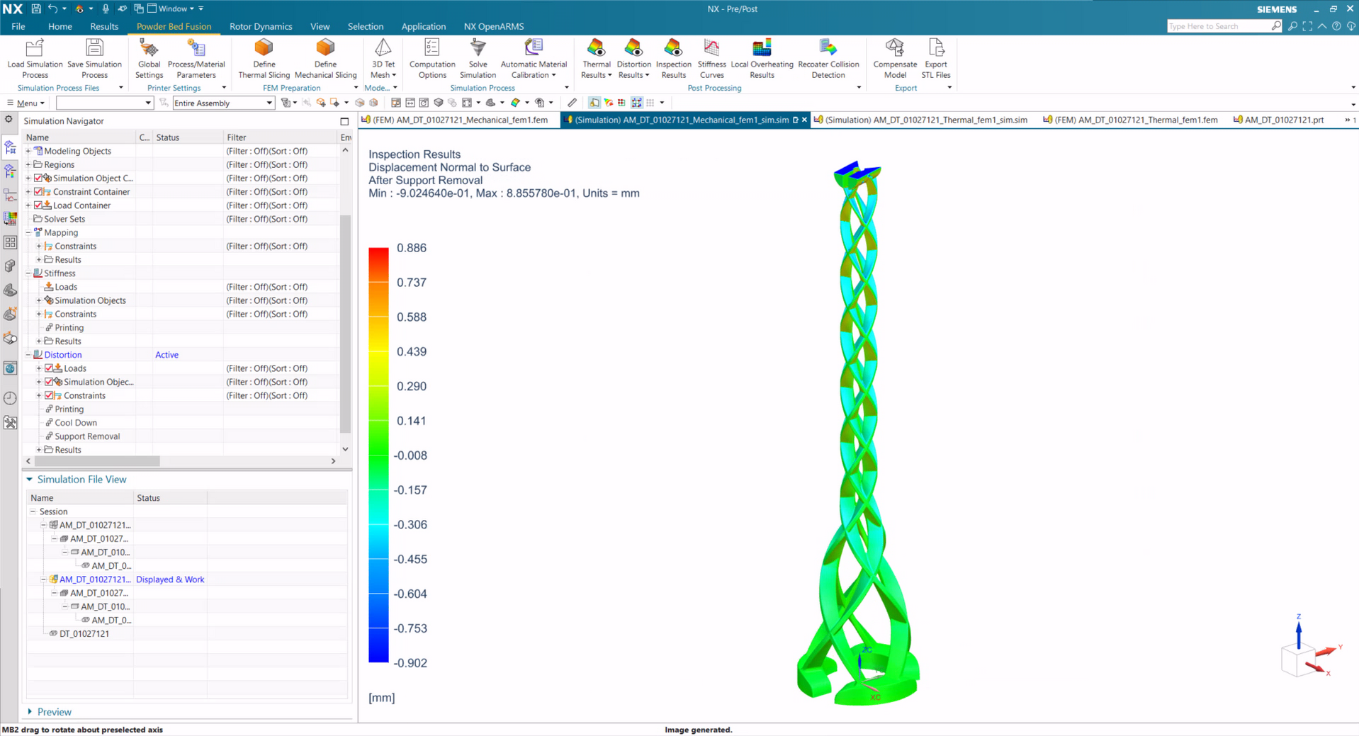Ergebnis der Prozesssimulation in NX AM