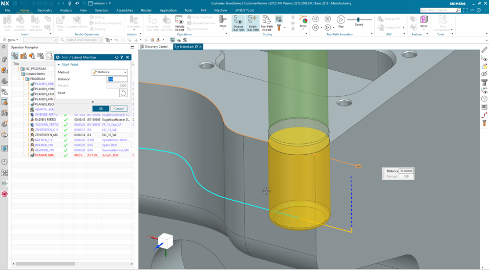 NX CAM Quicktip Extend Member