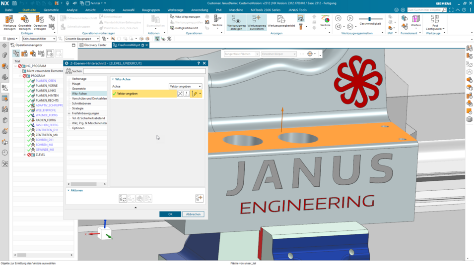 Siemens NX QuickTip-Hinterschnitt Vektor