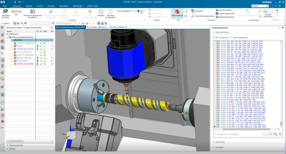 Extruderschnecke Maschinensimulation Extruderschnecke Maschinensimulation