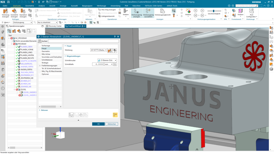 Siemens NX Quicktipp-Radius Schnitttiefe