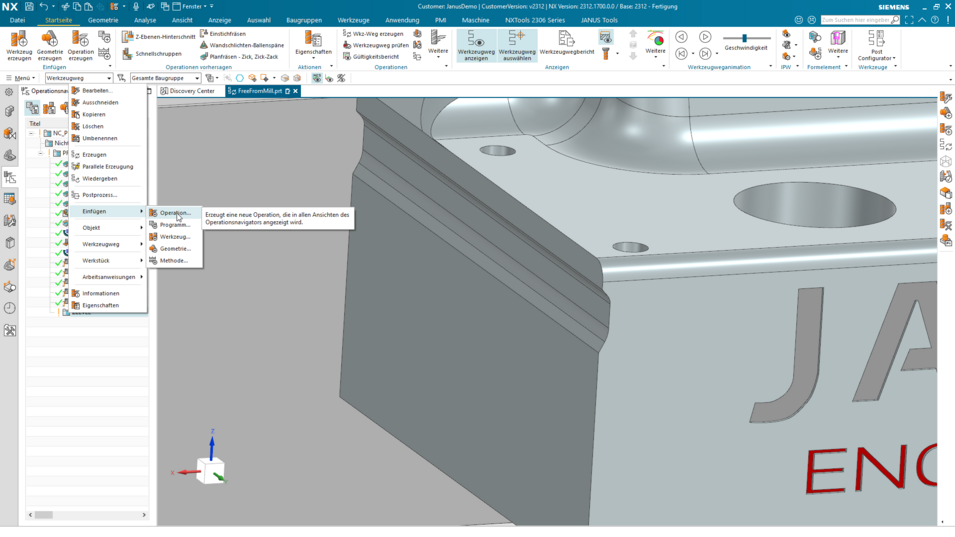 Siemens NX Quicktipp-Operation