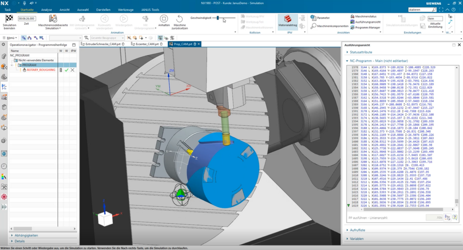 Maschinensimulation auf der Fräsmaschine Maschinensimulation auf der Fräsmaschine