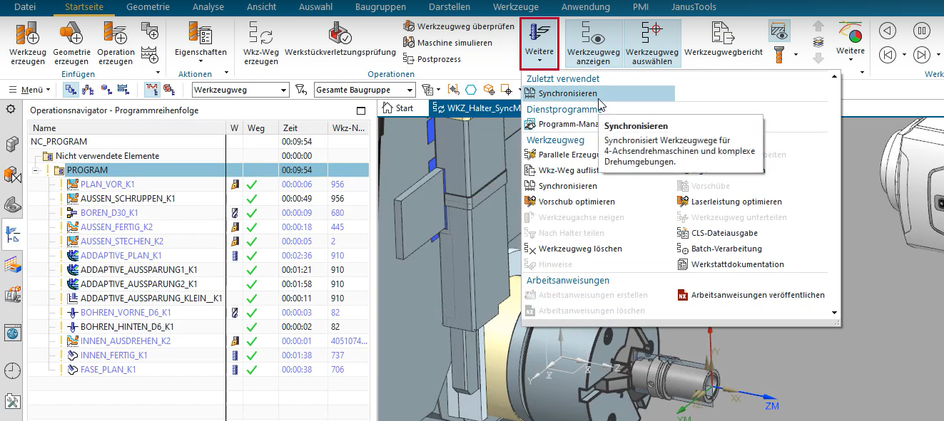 Synchronization Manager in NX CAM aufrufen Synchronization Manager in NX CAM aufrufen