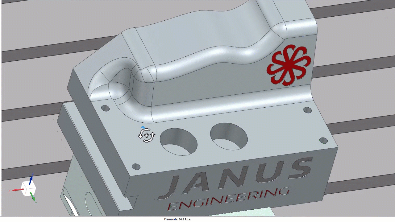 Ansicht mit neuem Rotationspunkt in NX CAM Ansicht mit neuem Rotationspunkt in NX CAM